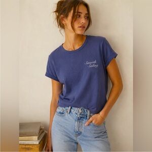 Madewell Day In The Sun Graphic Tee Womens L Blue Smooth Sailing Crop Top